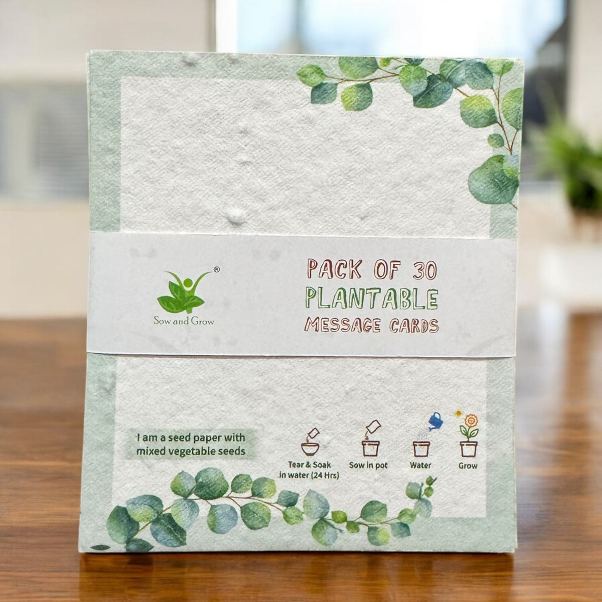 Plantable Seed Paper Message Cards/Greeting Cards/Gift Tags, That Grow into Plants | 4 Varieties of Seeds | Set of 30