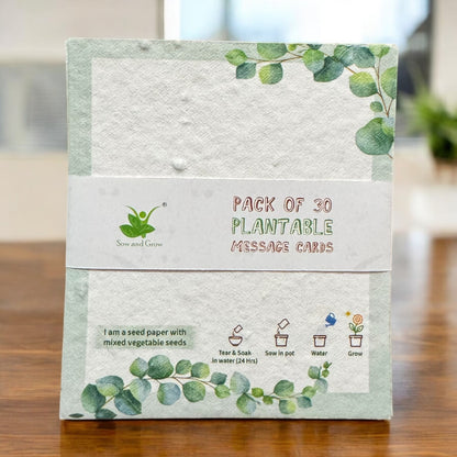 Plantable Seed Paper Message Cards/Greeting Cards/Gift Tags, That Grow into Plants | 4 Varieties of Seeds | Set of 30