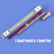 Load image into Gallery viewer, Eco Friendly Plantable Seed Pencil and Seed Pen | Best for Distributing in School | Return Gift | Corporate Gifting | 1 Seed Pencil and 1 Seed Pen in a Box

