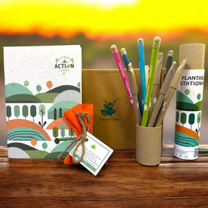 5 Seed Paper Pen + 5 Seed Pencils + 1 Seed Diary + 1 Seed ball in an Eco-friendly Box