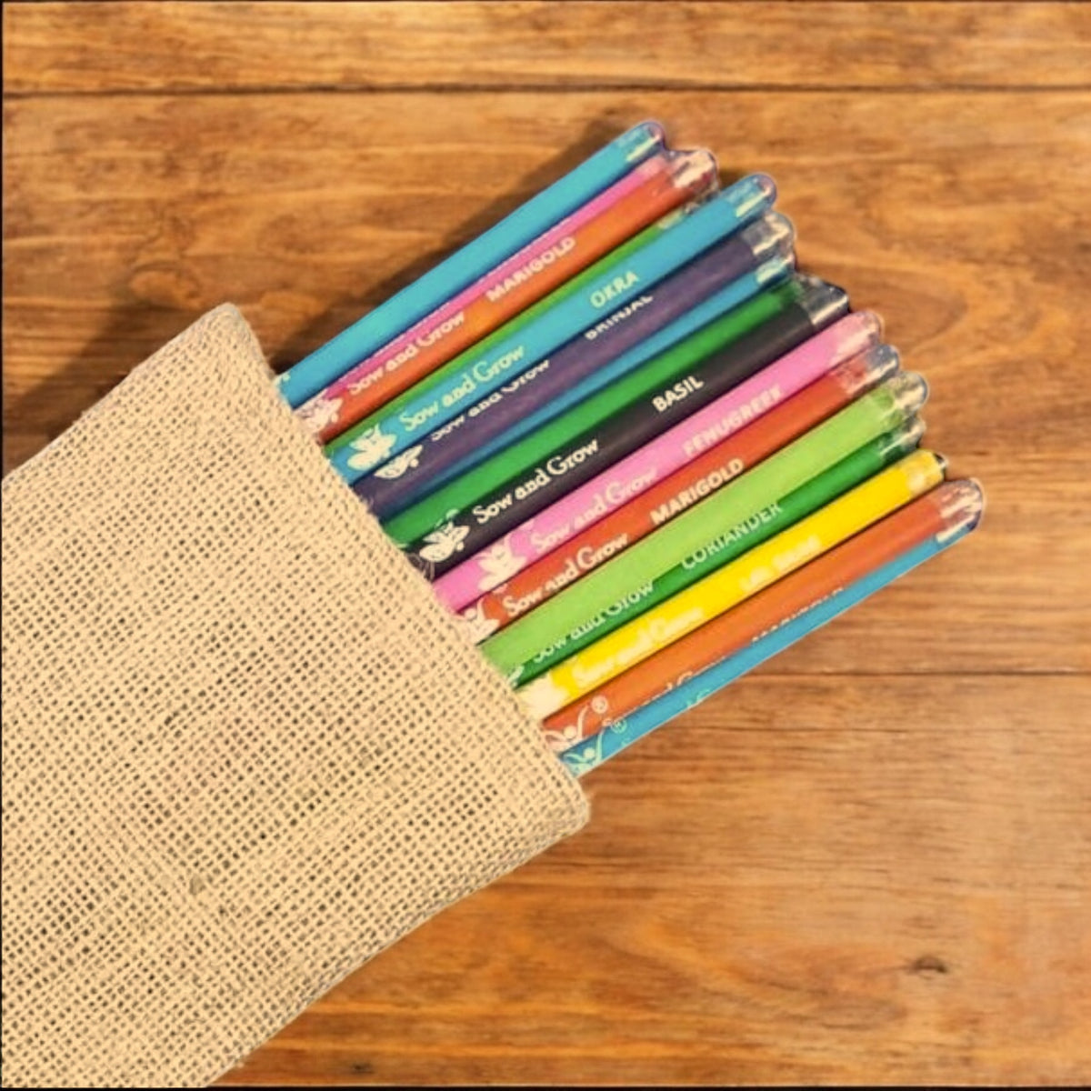 Pack of 50 Plantable Seed Pencils | Eco-Friendly Bulk Gift Pack with Jute Pouch | Sustainable Corporate Gifts & Return Gifts