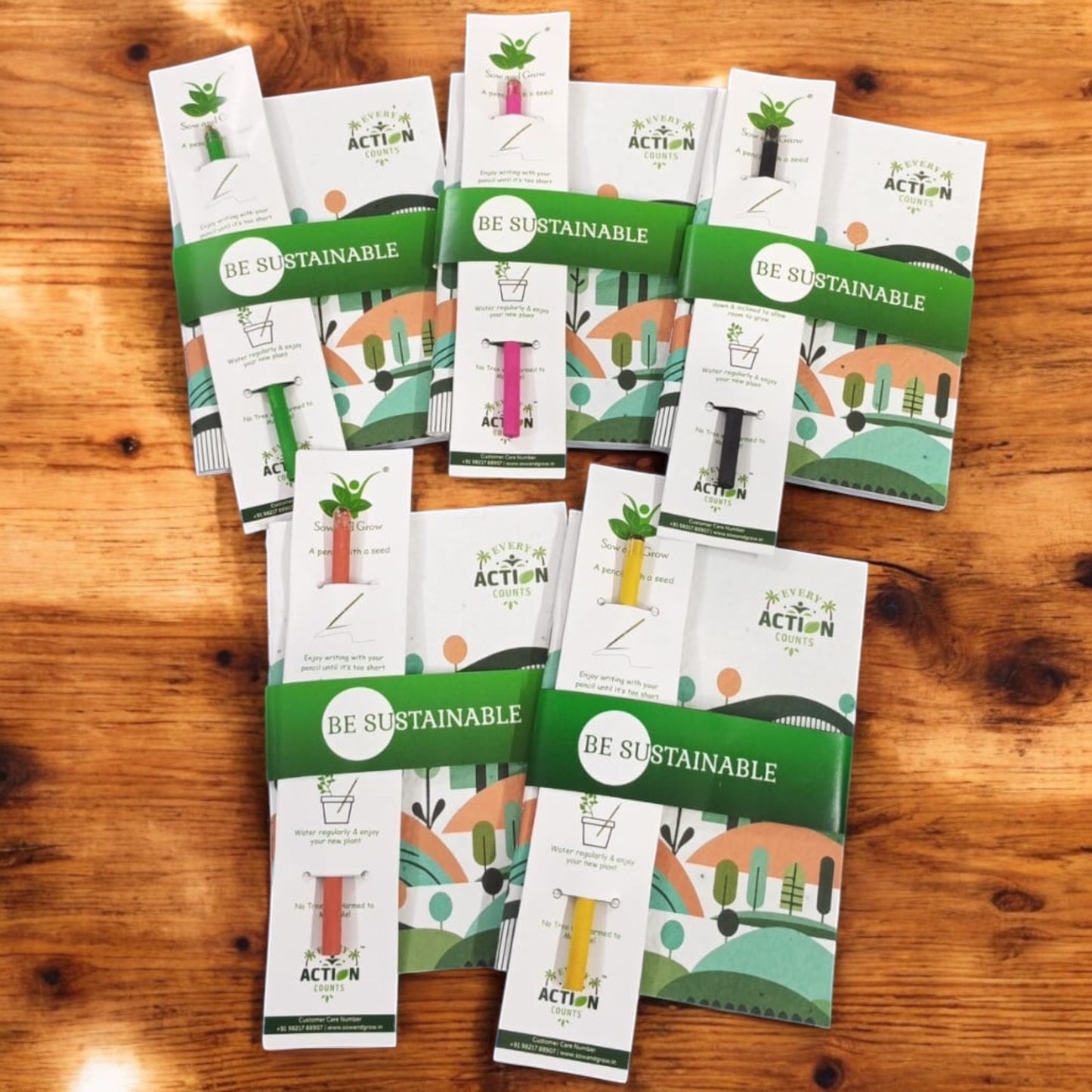 Sow and Grow Eco-Friendly Plantable Diary and Seed Pencil Combo | Set of 5