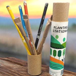 Sow and Grow Plantable 4+4 Combo : 4 Seed Pencils + 4 Seed Paper Pens in a Re-usable Stationary Box