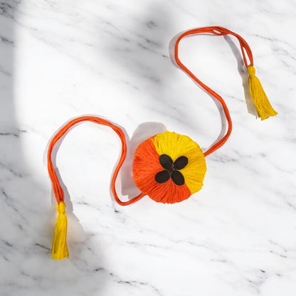 Premium 2-Colour Plantable Thread Rakhi with Torai Seeds & Roli Chawal – Yellow & Orange – Eco-Friendly Rakhi for Raksha Bandhan
