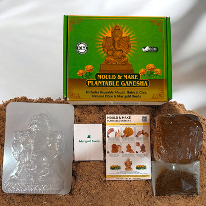 DIY Mould & Make Plantable Ganesha Kit | Eco-Friendly Ganpati Making Kit for Kids & Adults | Natural Clay, Seeds & Mould | Ideal for Ganesh Chaturthi Craft, Gifts, Home Decoration