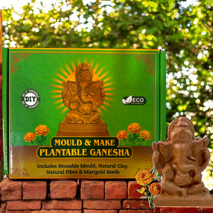 DIY Mould & Make Plantable Ganesha Kit | Eco-Friendly Ganpati Making Kit for Kids & Adults | Natural Clay, Seeds & Mould | Ideal for Ganesh Chaturthi Craft, Gifts, Home Decoration