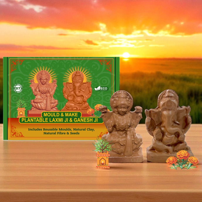 DIY Mould & Make Plantable Laxmiji and Ganeshji Kit | Eco-Friendly Idol Making Kit for Kids & Adults