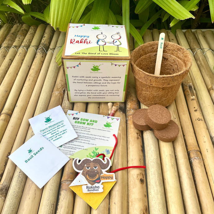 Big Bull :Kids 3-in-1 Bookmark Plantable Rakhi | Rakhi with Seeds| Combo with a Gardening Kit