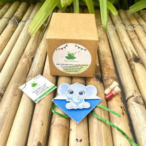 Baby Elephant :Kids 3-in-1 Bookmark Plantable Rakhi with Roli Chawal Combo