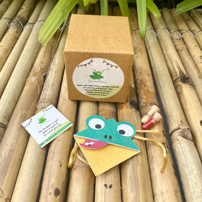 Frog: Kids 3-in-1 Bookmark Plantable Rakhi with Roli Chawal Combo