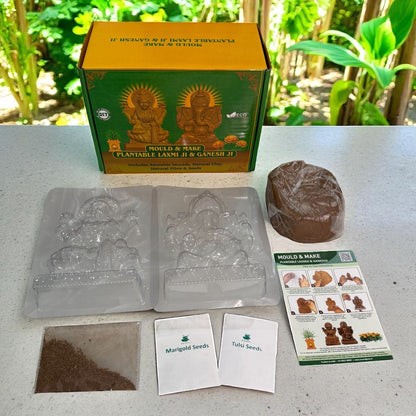 DIY Mould & Make Plantable Laxmiji and Ganeshji Kit | Eco-Friendly Idol Making Kit for Kids & Adults
