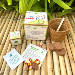 Leaf: Clay Rakhi with Tulsi Seeds | Combo with a DIY Grow Kit