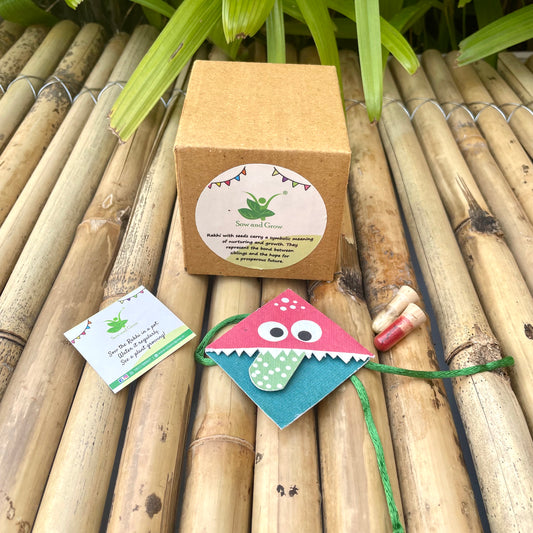 Cute Monster: Kids 3-in-1 Bookmark Plantable Rakhi with Roli Chawal Combo