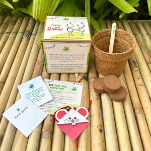 Mouse :Kids 3-in-1 Bookmark Plantable Rakhi | Rakhi with Seeds| Combo with a Gardening Kit