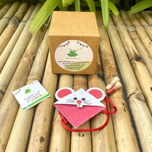 Mouse :Kids 3-in-1 Bookmark Plantable Rakhi with Roli Chawal Combo