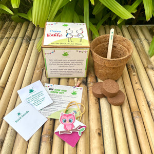 Pink Owl on a Branch :Kids 3-in-1 Bookmark Plantable Rakhi | Rakhi with Seeds| Combo with a Gardening Kit