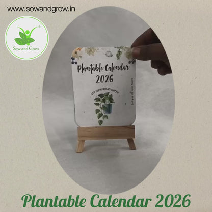 Plantable Calendar 2026 with Seeds in Every Page | Colourful Floral Design | Eco-Friendly with Wooden Easel | 2 Varieties of Flower Seeds