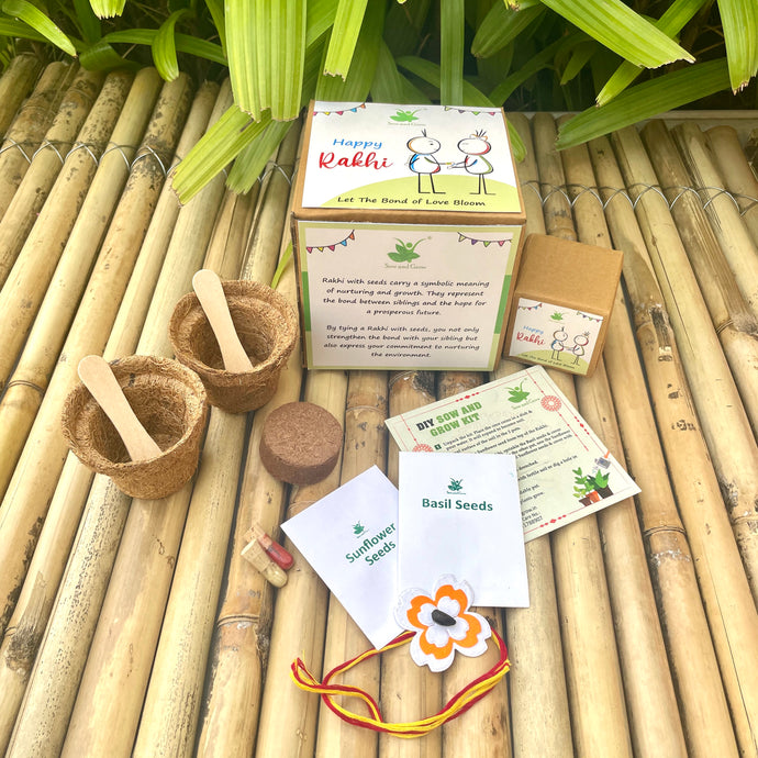 Seed Paper Rakhi Set: Rakhi with Seeds | Combo with a DIY Gardening Kit