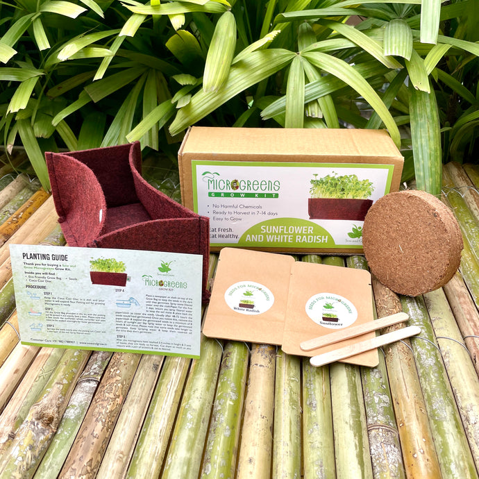 Sow and Grow Microgreens Grow Kit: Sunflower and White Radish - Grow 2 Microgreens | Easy to Use Kit for Beginner Gardeners