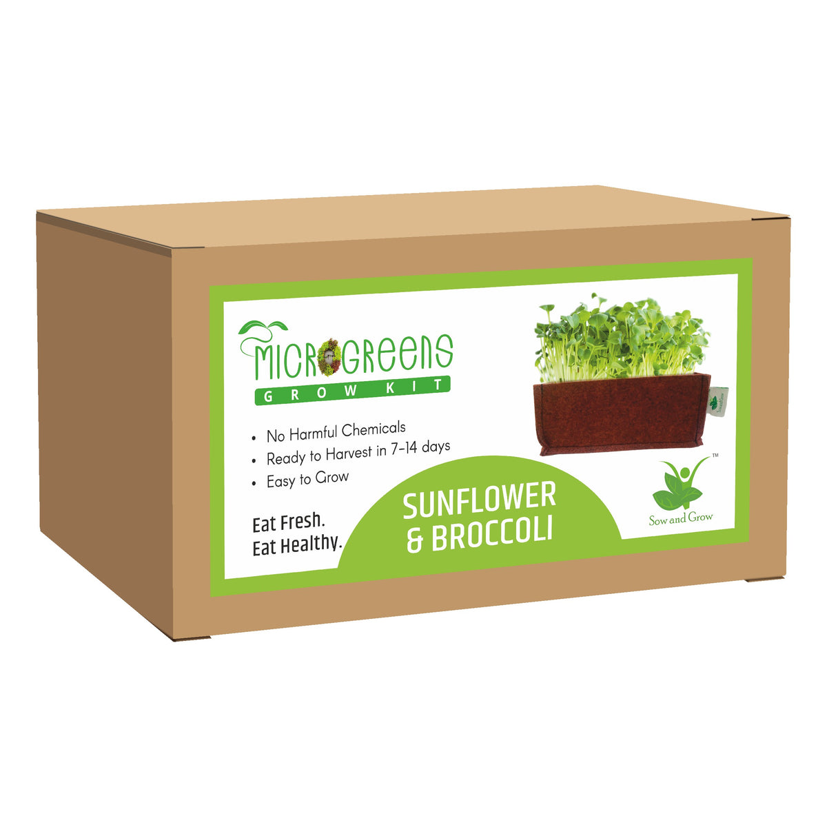 Sow and Grow Microgreens Grow Kit: Sunflower and Broccoli - Grow 2 Microgreens | Easy to Use Kit for Beginner Gardeners