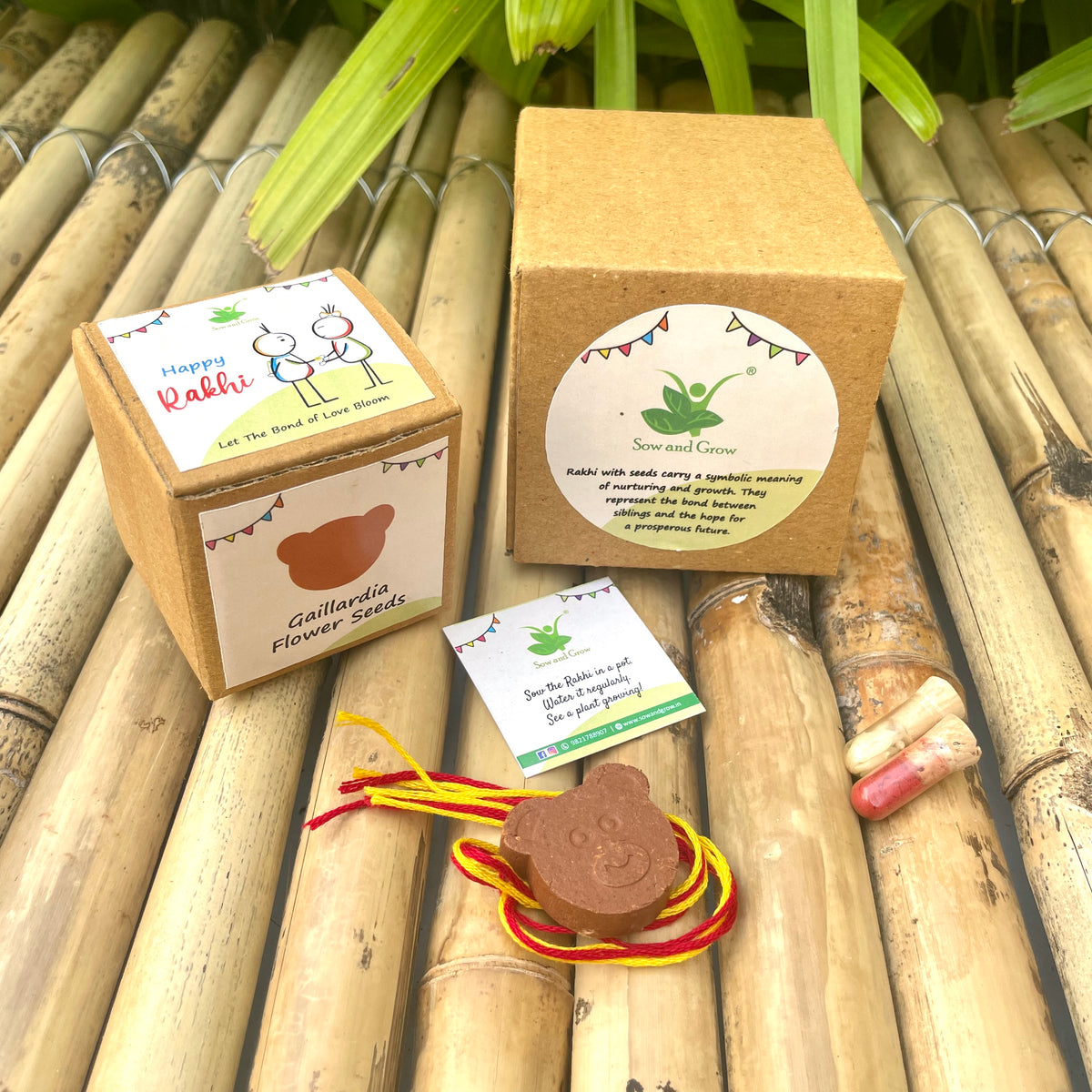 Teddy Bear: Clay Rakhi with Roli Chawal Combo