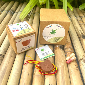Teddy Bear: Clay Rakhi with Roli Chawal Combo
