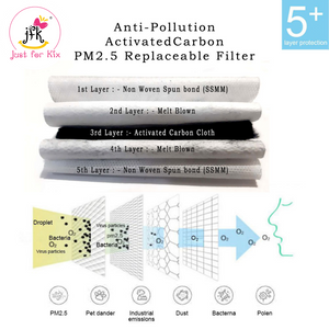 10 Pieces Anti-Pollution 5 Layers Activated Carbon PM2.5 Replaceable Filter
