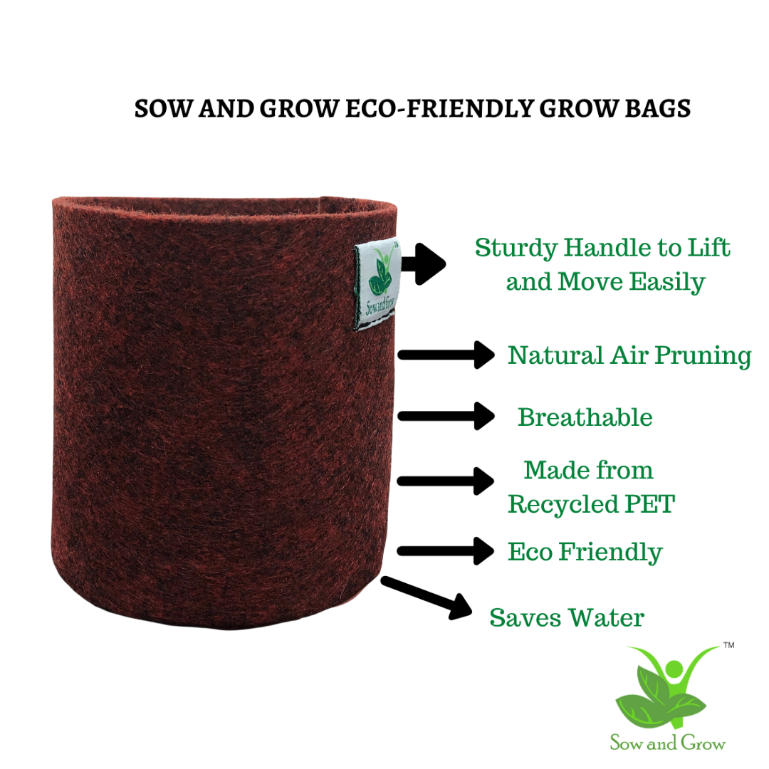 Geo Fabric Grow Bag Size 8x8 inches || Heavy Duty 500 GSM || For Plants, Flowers