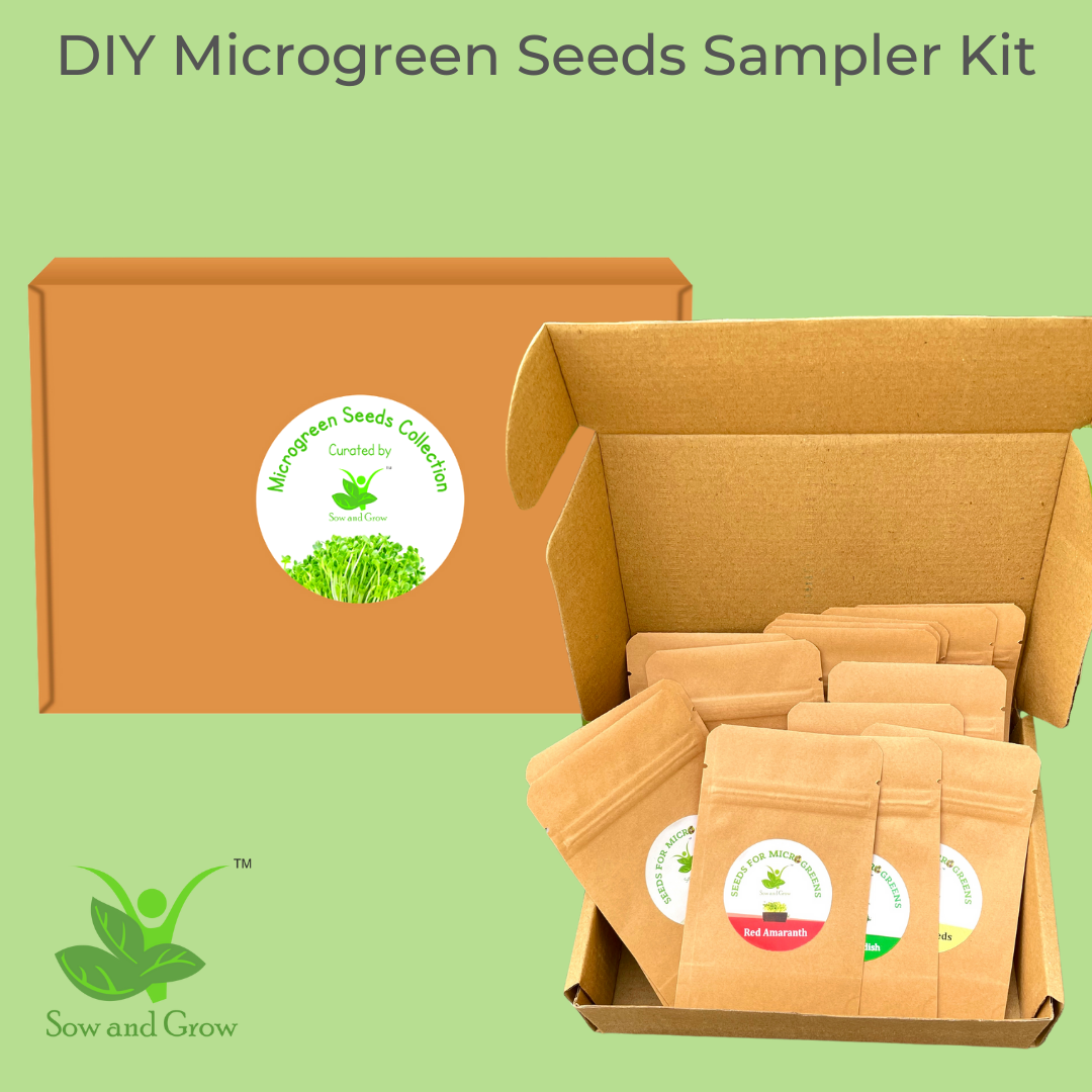 Sow and Grow Sampler Pack of Easy Growing Microgreen Seeds with Growing Instructions | Grow Your Own Super Salad | Combo Seed Pack of 10 Varieties