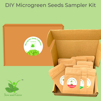 Sow and Grow Sampler Pack of Easy Growing Microgreen Seeds with Growing Instructions | Grow Your Own Super Salad | Combo Seed Pack of 10 Varieties
