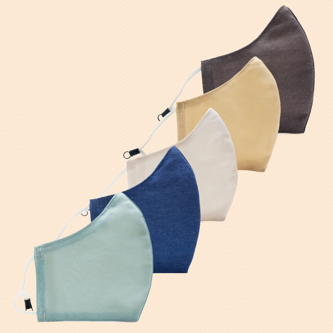 Pack of 5 Oasis | Conical Protective Face Covers with a Pocket, Adjustable Ear Loops and Nose Wire