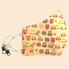 Load image into Gallery viewer, Owl Theme | Conical Protective Face Cover with a Pocket, Adjustable Ear Loops and Nose Wire
