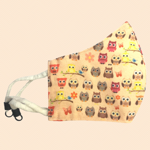 Owl Theme | Conical Protective Face Cover with a Pocket, Adjustable Ear Loops and Nose Wire