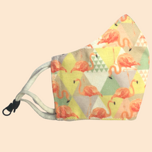 Load image into Gallery viewer, Flamingo Theme | Conical Protective Face Cover with a Pocket, Adjustable Ear Loops and Nose Wire
