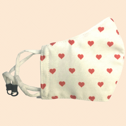 Little Hearts Theme | Conical Protective Face Cover with a Pocket, Adjustable Ear Loops and Nose Wire