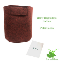 Load image into Gallery viewer, 10X10 Inches Round Grow Bag and Tulsi Seeds Grow it Yourself Kit
