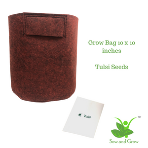 10X10 Inches Round Grow Bag and Tulsi Seeds Grow it Yourself Kit