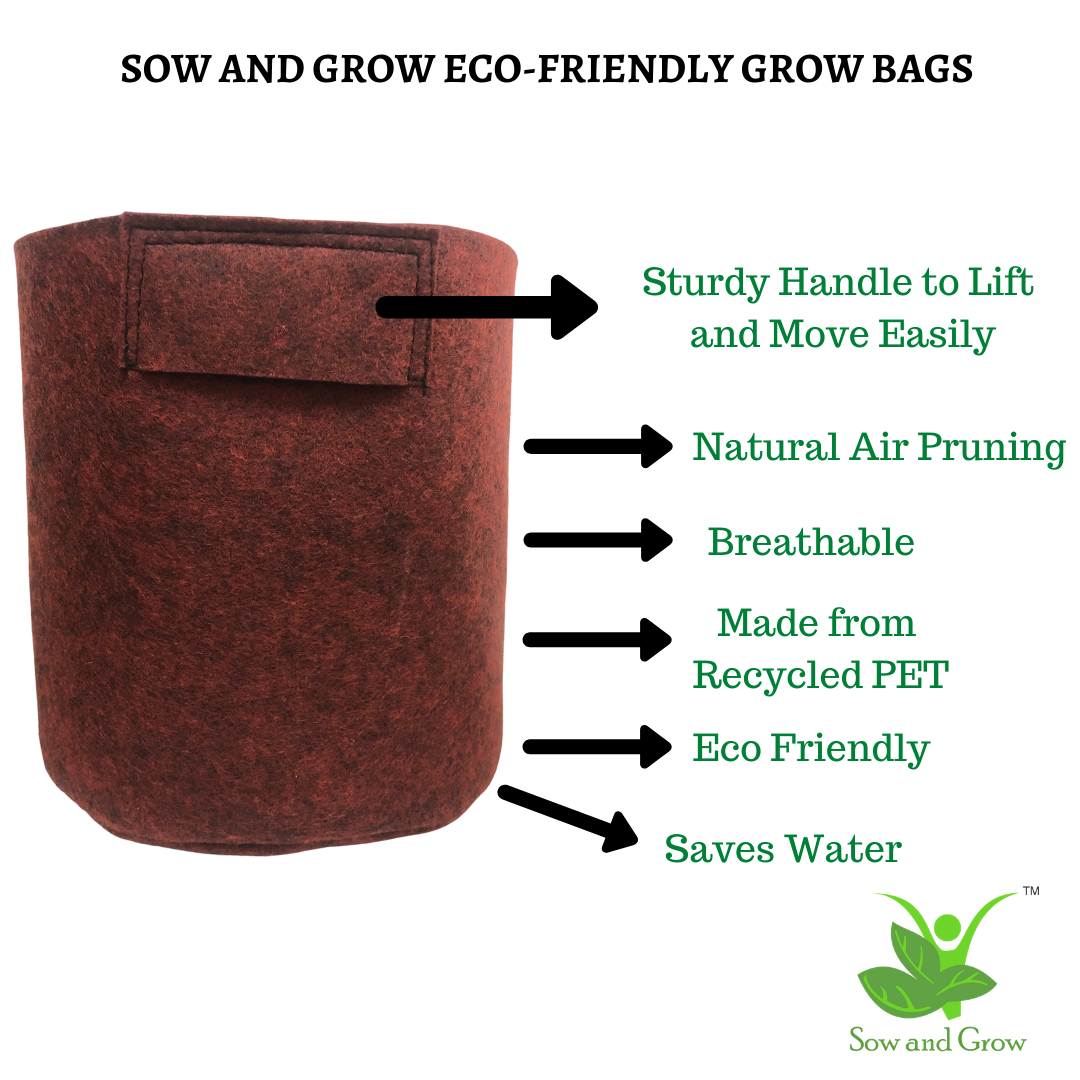 Geo Fabric Grow Bag for Home, Terrace, Balcony Garden - Leafy Vegetables, Herbs, Microgreens || Heavy Duty 500 GSM || for Terrace Garden || Size 12x6 inches || Set of 3