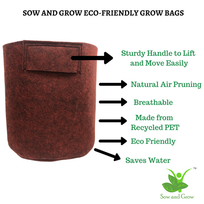 Geo Fabric Grow Bag for Home, Terrace, Balcony Garden - Leafy Vegetables, Herbs, Microgreens || Heavy Duty 500 GSM || for Terrace Garden || Size 12x6 inches || Set of 3