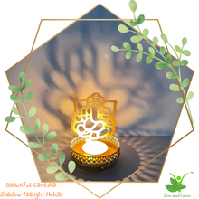 Load image into Gallery viewer, Ganesha Metal Shadow Tealight Holder Diya with a Tealight
