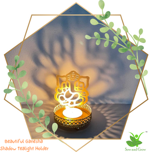 Ganesha Metal Shadow Tealight Holder Diya with a Tealight