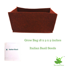 Load image into Gallery viewer, Large Rectangle Grow Bag and Italian Basil Seeds Grow it Yourself Herb Kit

