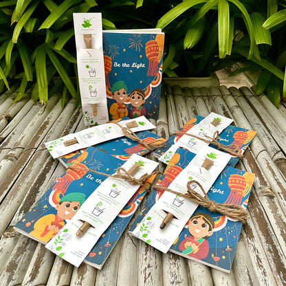 Plantable Diary "Be The Light" and Plantable Paper Pen Combo: Set of 5