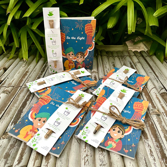 Plantable Diary "Be The Light" and Plantable Paper Pen Combo: Set of 5
