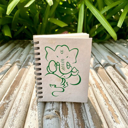Diwali Wooden Box Hamper with Tealight Holder: Plantable Mini Notepad + 2 Seed Balls + 2 Plantable Pens + Ganesha Shadow Diya Tealight Holder + Cow Dung Diyas