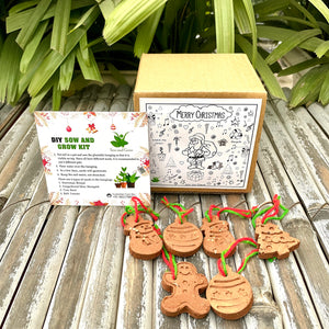 Christmas Gift Hamper: Plantable Hangings + Stationary + Gardening Kit + Tea light Holders