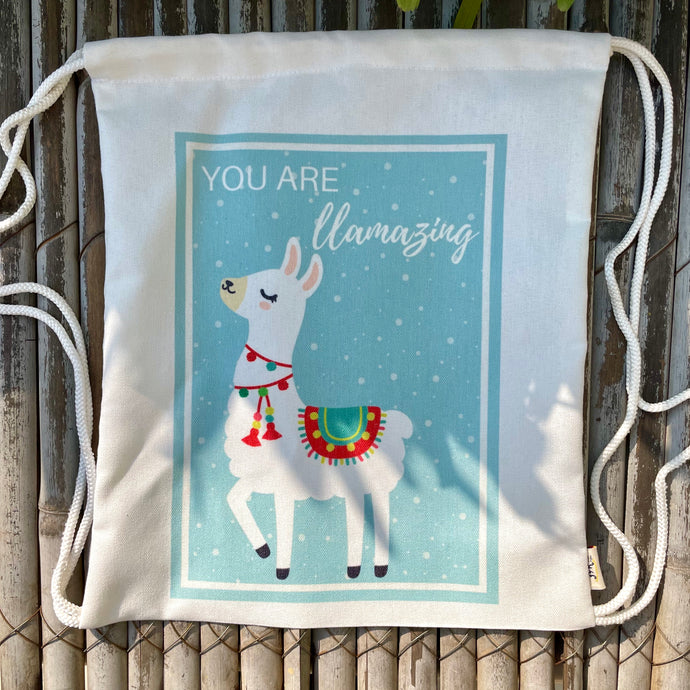 You Are Llamazing | Llama Theme Set of 3 Eco-friendly Canvas Drawstring Bags | Great for Personal Use or Gifting