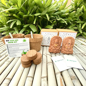 Plantable Seed Ganesha and Lakshmiji with Marigold and Tulsi Seeds: DIY Grow Kit