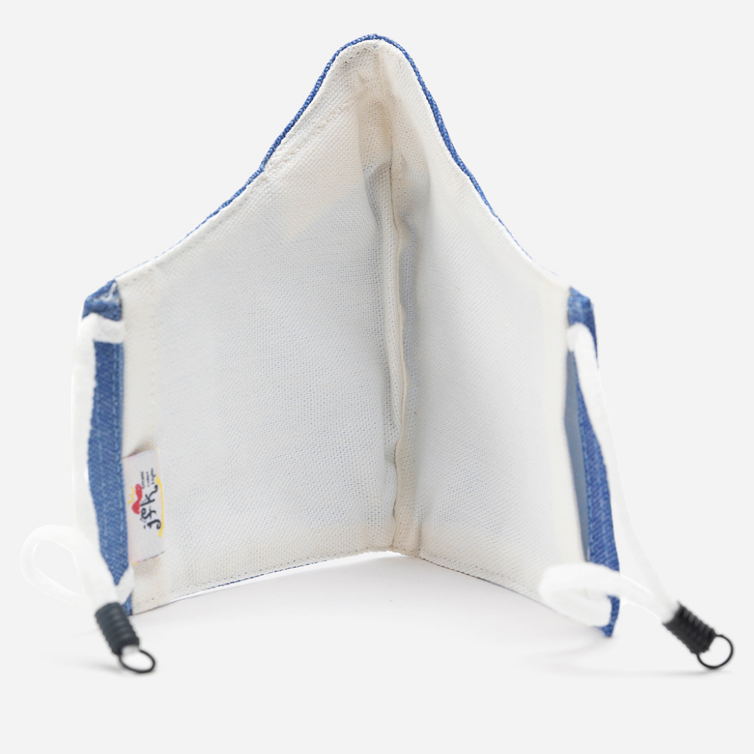 Dark Blue Colour | Conical Protective Face Cover with a Pocket, Adjustable Ear Loops and Nose Wire