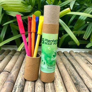 Sow and Grow 5 Plantable Seed Paper Pens Colourful in a Re-usable Box